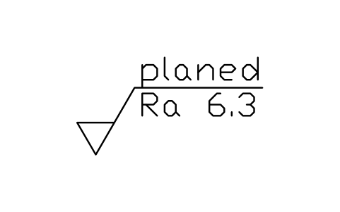 Anteprima del simbolo Piallato, Ra 6.3, blocco SUR_METH_PLANED