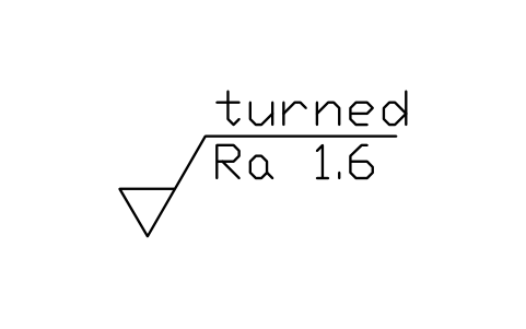 Anteprima del simbolo Tornito, Ra 1.6, blocco SUR_METH_TURNED