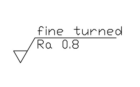Anteprima del simbolo Tornito di finitura, Ra 0.8, blocco SUR_METH_TURNED_FINE