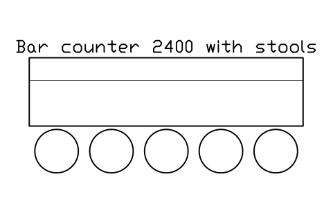 Preview of the Bar counter 2400 with stools symbol, block POL_BAR_COUNTER