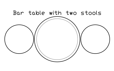 Preview of the Bar table with two stools symbol, block POL_BAR_TABLE_2
