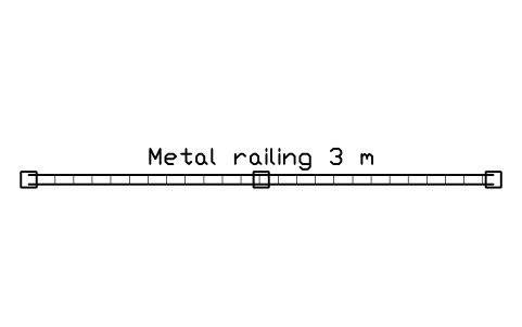 Preview of the Metal railing 3 m symbol, block POL_FENCE_RAIL