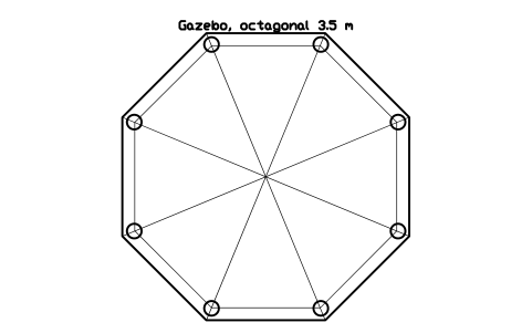 Preview of the Gazebo, octagonal 3.5 m symbol, block POL_GAZEBO_OCT_35
