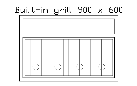 Preview of the Built-in grill 900 x 600 symbol, block POL_GRILL_900