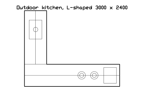 Preview of the Outdoor kitchen, L-shaped 3000 x 2400 symbol, block POL_KITCHEN_L