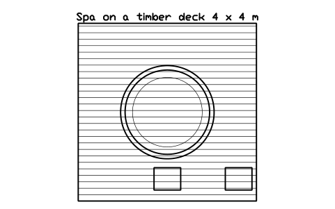 Preview of the Spa on a timber deck 4 x 4 m symbol, block POL_LAYOUT_SPA_DECK