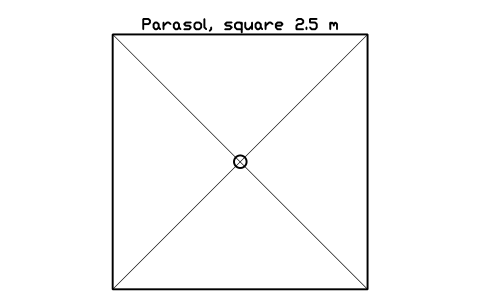 Preview of the Parasol, square 2.5 m symbol, block POL_PARASOL_SQ25