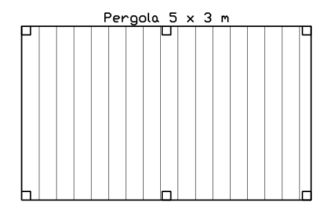 Preview of the Pergola 5 x 3 m symbol, block POL_PERGOLA_5X3