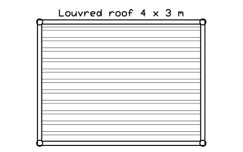 Preview of the Louvred roof 4 x 3 m symbol, block POL_PERGOLA_LOUVRE