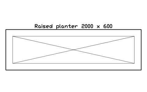 Preview of the Raised planter 2000 x 600 symbol, block POL_PLANTER_RAISED