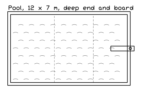 Preview of the Pool, 12 x 7 m, deep end and board symbol, block POL_POOL_DIVE_12X7