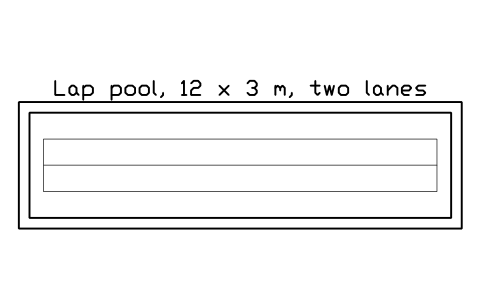 Preview of the Lap pool, 12 x 3 m, two lanes symbol, block POL_POOL_LAP_12X3