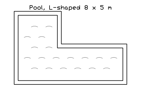 Preview of the Pool, L-shaped 8 x 5 m symbol, block POL_POOL_L_8X5