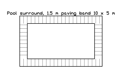Preview of the Pool surround, 1.5 m paving band 10 x 5 m symbol, block POL_POOL_SURROUND
