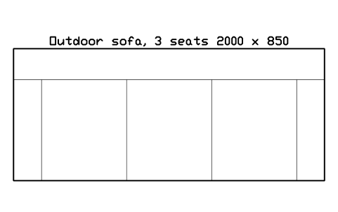 Preview of the Outdoor sofa, 3 seats 2000 x 850 symbol, block POL_SOFA_3
