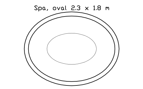 Preview of the Spa, oval 2.3 x 1.8 m symbol, block POL_SPA_OVAL_2300