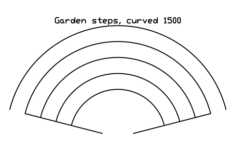Preview of the Garden steps, curved 1500 symbol, block POL_STEPS_CURVED