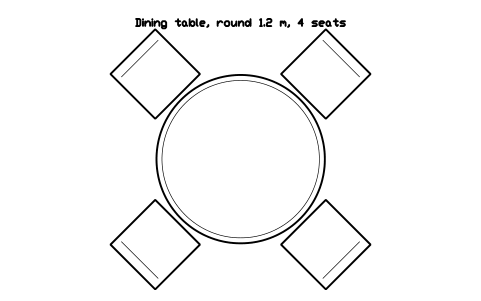 Preview of the Dining table, round 1.2 m, 4 seats symbol, block POL_TABLE_R4