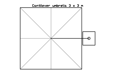 Preview of the Cantilever umbrella 3 x 3 m symbol, block POL_UMBRELLA_CANTI