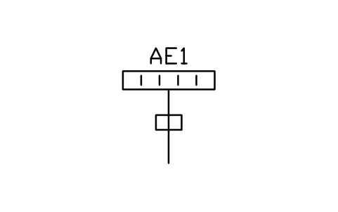 Anteprima del simbolo Slot antenna with feeder, blocco TLX_S01120_SLOT_ANTENNA_WITH_FEEDER
