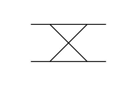 Anteprima del simbolo Four-port junction, crossed, blocco TLX_S01190_FOUR_PORT_JUNCTION_CROSSED
