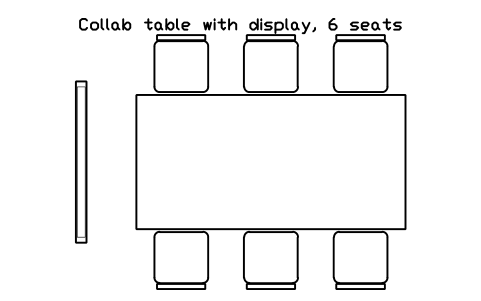 Preview of the Collab table with display, 6 seats symbol, block ULB_COLLAB_TABLE_6