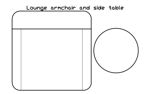 Preview of the Lounge armchair and side table symbol, block ULB_LOUNGE_CHAIR