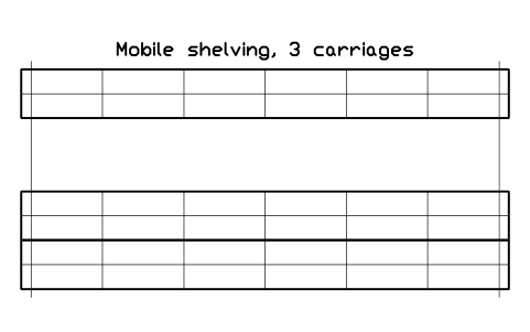 Preview of the Mobile shelving, 3 carriages symbol, block ULB_MOBILE_SHELF_3