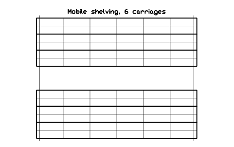 Preview of the Mobile shelving, 6 carriages symbol, block ULB_MOBILE_SHELF_6