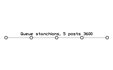 Preview of the Queue stanchions, 5 posts 3600 symbol, block ULB_QUEUE_POSTS
