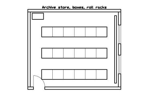 Preview of the Archive store, boxes, roll racks symbol, block ULB_ROOM_ARCHIVE_STORE