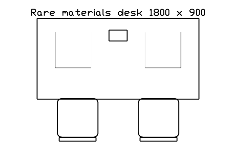 Preview of the Rare materials desk 1800 x 900 symbol, block ULB_SPECIAL_READING_DESK