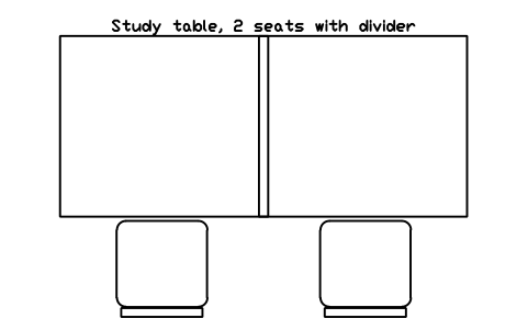Preview of the Study table, 2 seats with divider symbol, block ULB_STUDY_TABLE_DIVIDER