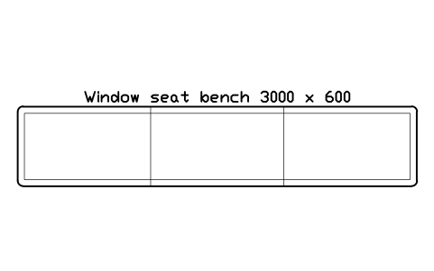 Preview of the Window seat bench 3000 x 600 symbol, block ULB_WINDOW_SEAT