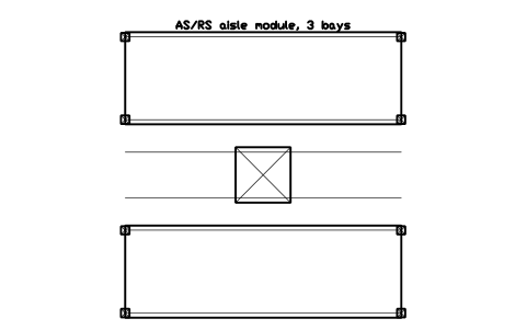 Preview of the AS/RS aisle module, 3 bays symbol, block WHL_ASRS_AISLE