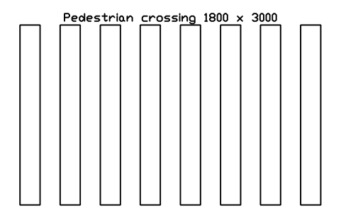 Preview of the Pedestrian crossing 1800 x 3000 symbol, block WHL_CROSSING