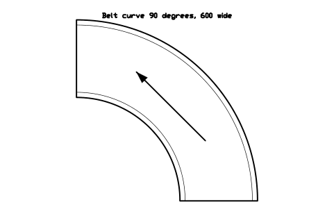 Preview of the Belt curve 90 degrees, 600 wide symbol, block WHL_CURVE_BELT_90