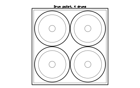 Preview of the Drum pallet, 4 drums symbol, block WHL_DRUM_PALLET_4
