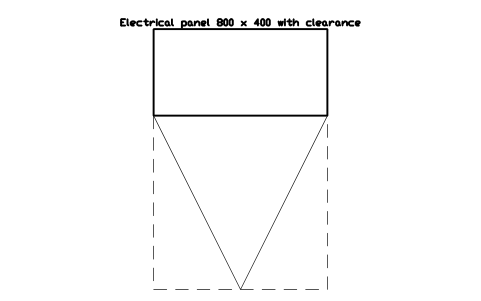 Preview of the Electrical panel 800 x 400 with clearance symbol, block WHL_ELEC_PANEL