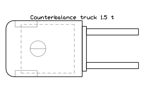 Preview of the Counterbalance truck 1.5 t symbol, block WHL_FORKLIFT_1T5