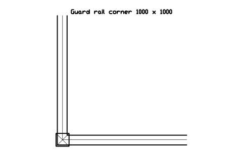 Preview of the Guard rail corner 1000 x 1000 symbol, block WHL_GUARD_RAIL_CORNER