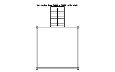 Preview of the Mezzanine bay 3000 x 3000, with stair symbol, block WHL_MEZZANINE_BAY