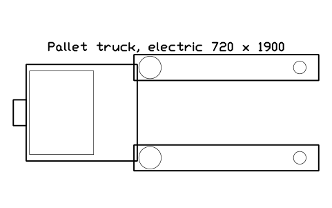 Preview of the Pallet truck, electric 720 x 1900 symbol, block WHL_PALLET_TRUCK_EL