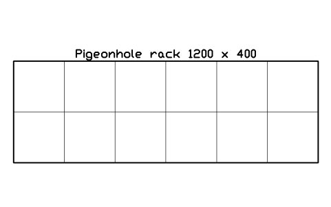 Preview of the Pigeonhole rack 1200 x 400 symbol, block WHL_PIGEONHOLE