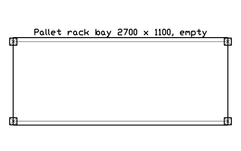 Preview of the Pallet rack bay 2700 x 1100, empty symbol, block WHL_RACK_2700X1100_EMPTY