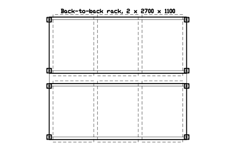 Preview of the Back-to-back rack, 2 x 2700 x 1100 symbol, block WHL_RACK_B2B_2700