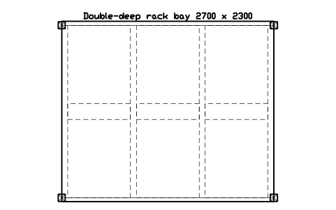 Preview of the Double-deep rack bay 2700 x 2300 symbol, block WHL_RACK_DOUBLE_DEEP