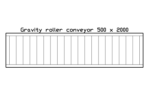 Preview of the Gravity roller conveyor 500 x 2000 symbol, block WHL_ROLLER_GRAV_500