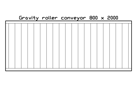 Preview of the Gravity roller conveyor 800 x 2000 symbol, block WHL_ROLLER_GRAV_800