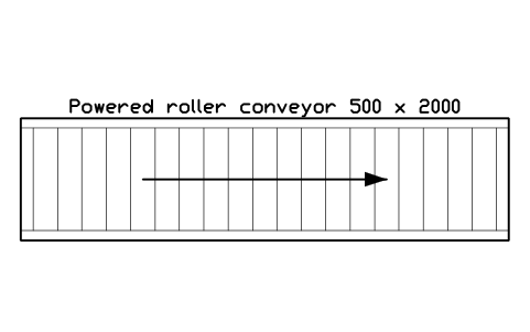 Preview of the Powered roller conveyor 500 x 2000 symbol, block WHL_ROLLER_POW_500